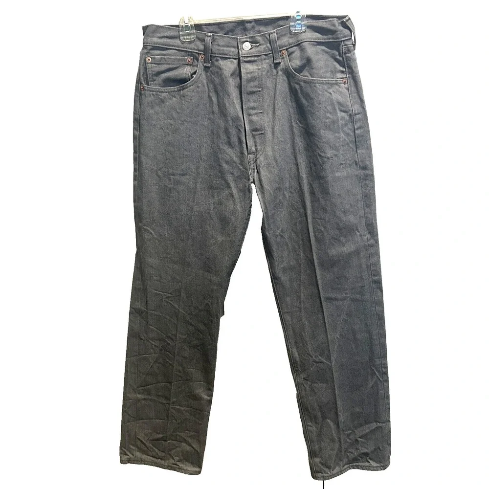 Levi's 501 Original Fit Jeans 34x30 Mens Gray Straight Leg Button Fly Denim